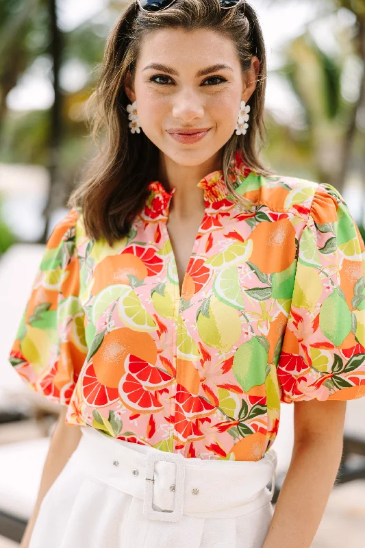 Find You Well Orange Floral Blouse