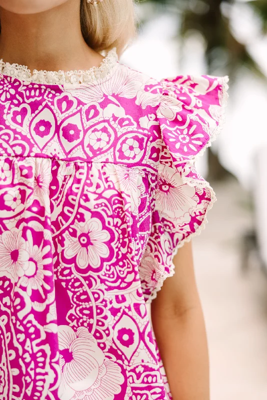 Find Your Way Magenta Pink Floral Blouse