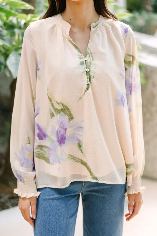 Fresh Start Peach Pink Floral Blouse