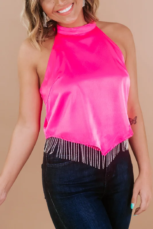 Give Me Glitz Rhinestone Top, Pink