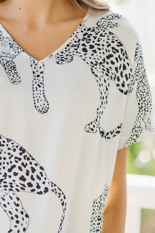 Just Say So White Leopard Blouse