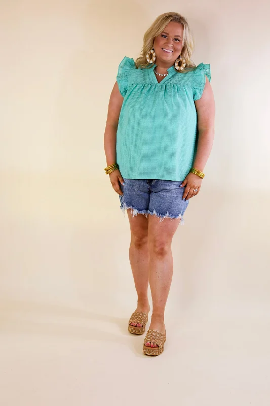 Perfectly Fabulous Ruffle Cap Sleeve Top in Mint Green