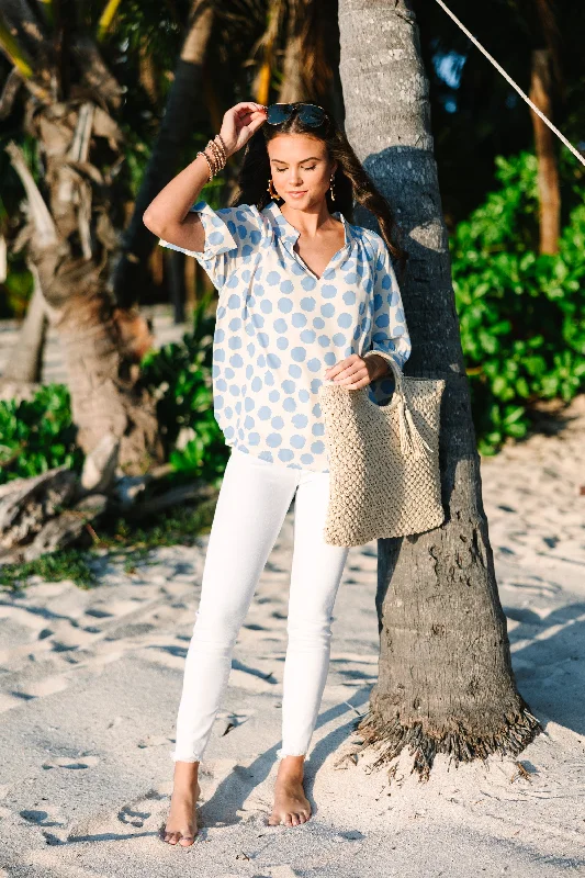 True Self Blue Polka Dot Blouse