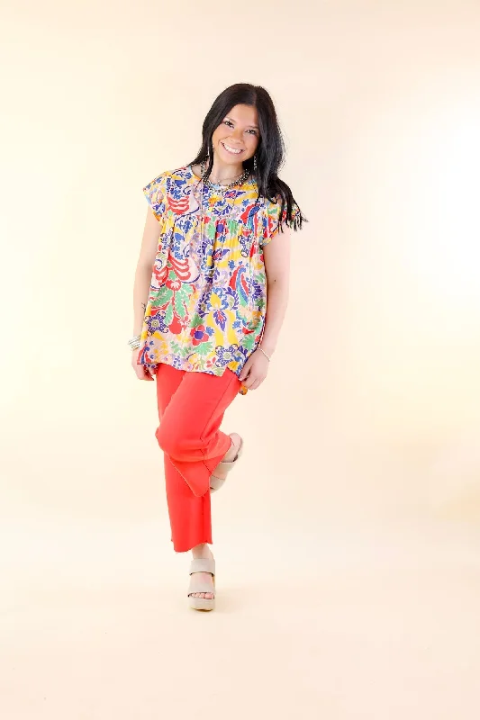 Vibrant Vista Multi-Color Paisley and Floral Print Top with Embroidery