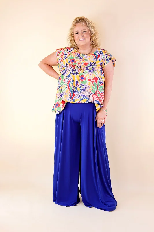 Vibrant Vista Multi-Color Paisley and Floral Print Top with Embroidery