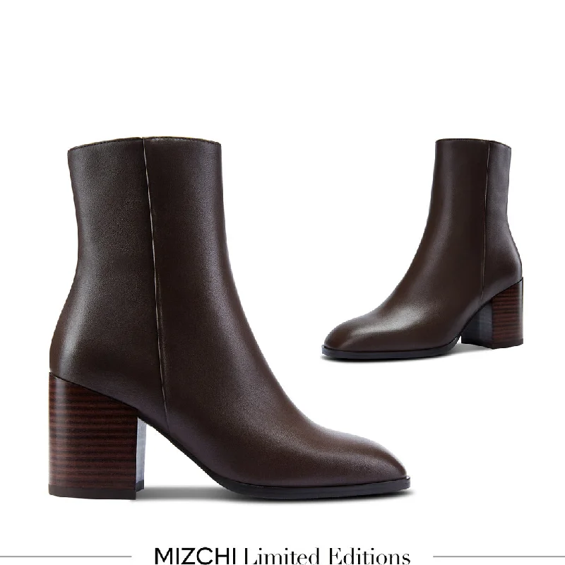 *BELGO - brown chunky heel ankle boot