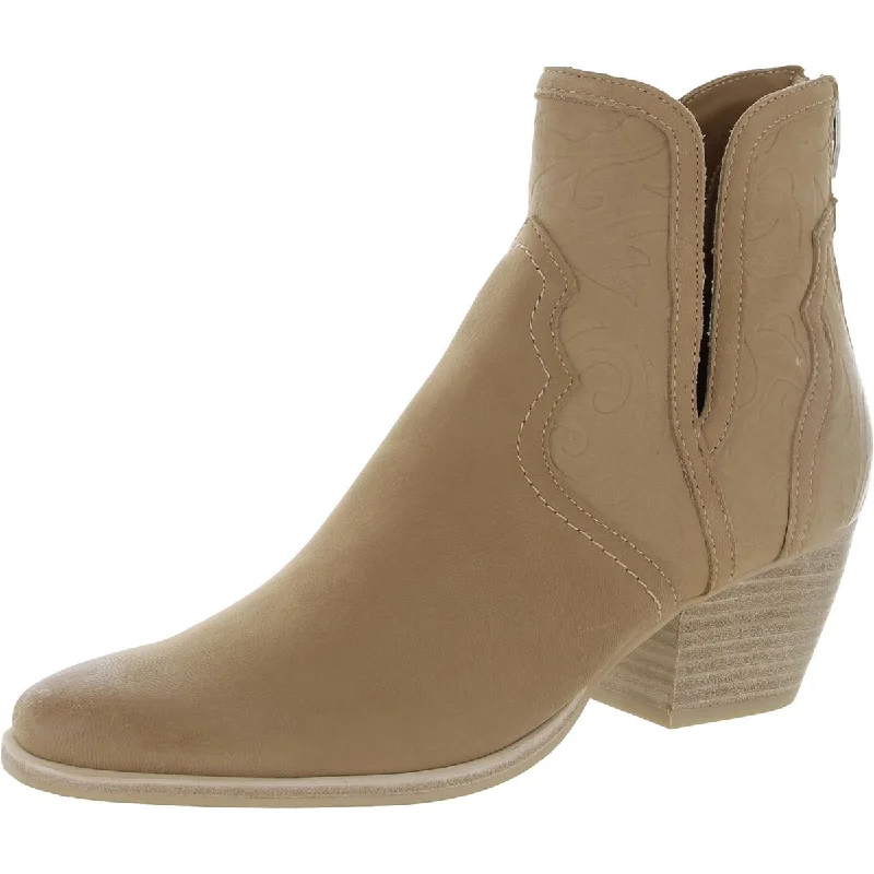 Silvan Womens Leather Block Heel Booties