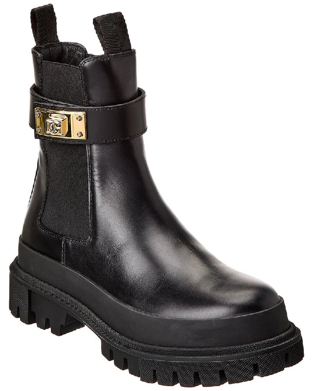 Dolce & Gabbana Dg Logo Leather Boot