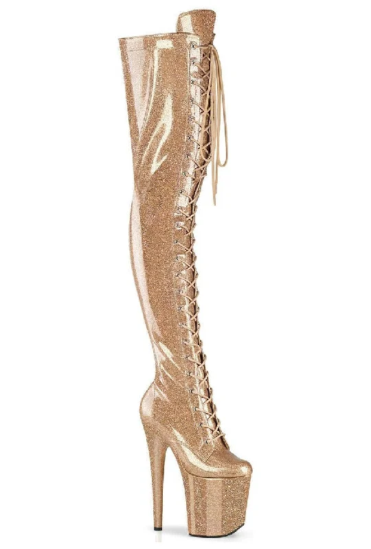 FLAMINGO-3020GP Gold Patent Thigh Boot