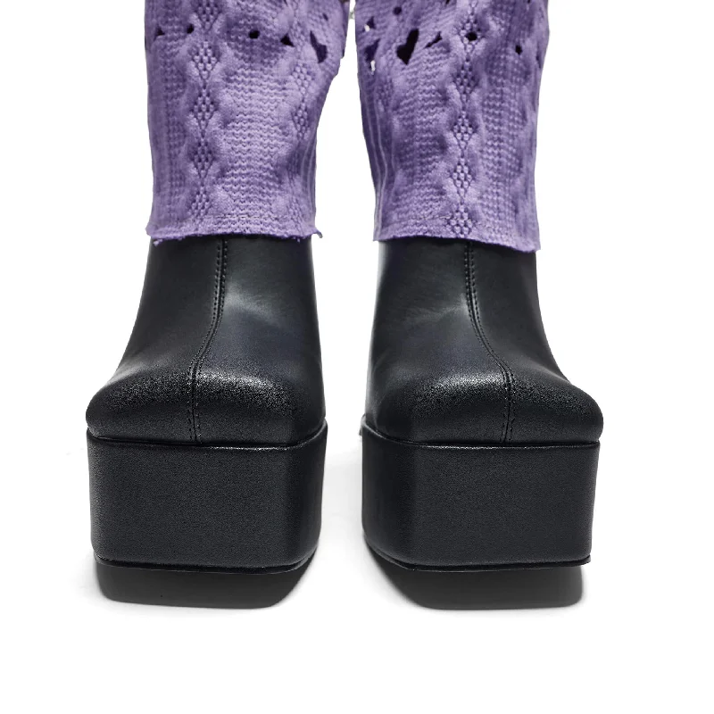 Jam Monster Heeled Long Boots - Purple