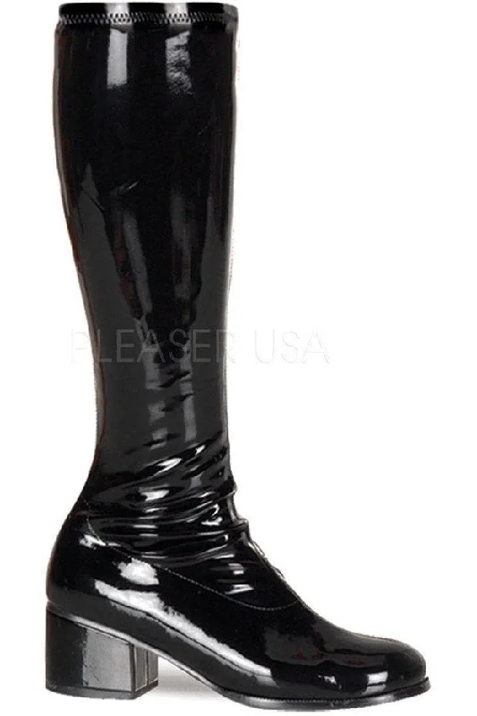 RETRO-300 Go Go Boot | Black Patent