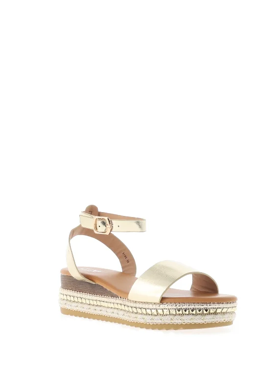 Zen Collection Platform Beaded Sole Sandals, Gold