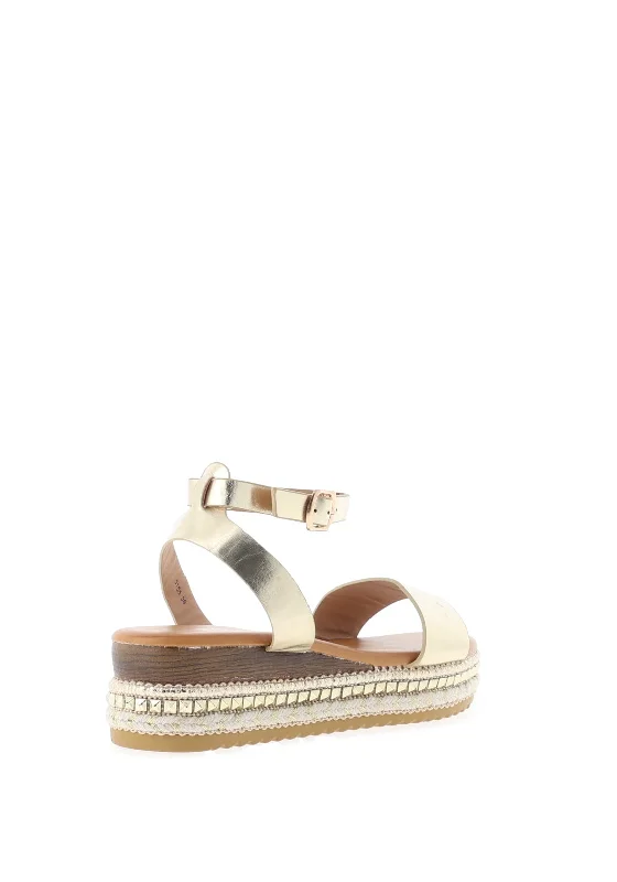 Zen Collection Platform Beaded Sole Sandals, Gold