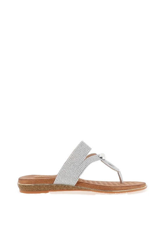 Lunar Ezra Woven Toe Post Sandals, Silver