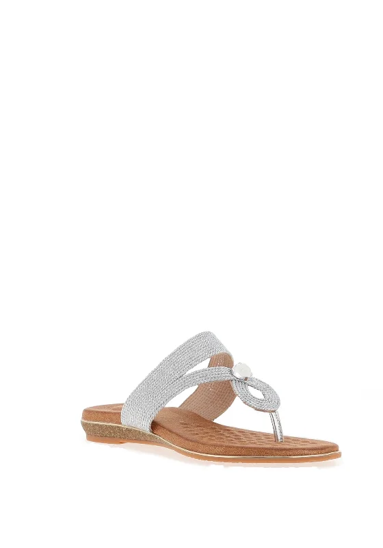 Lunar Ezra Woven Toe Post Sandals, Silver