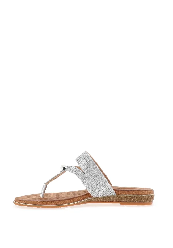 Lunar Ezra Woven Toe Post Sandals, Silver