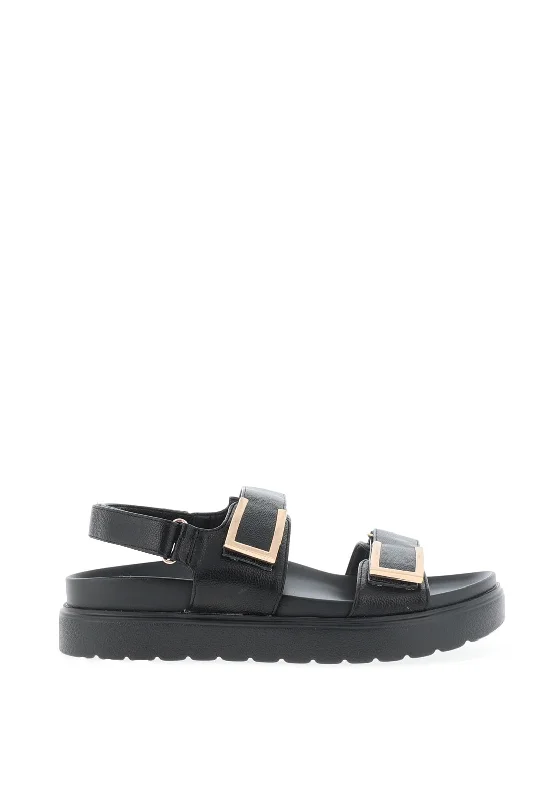 Menbur Libitina Double Strap Sandals, Black