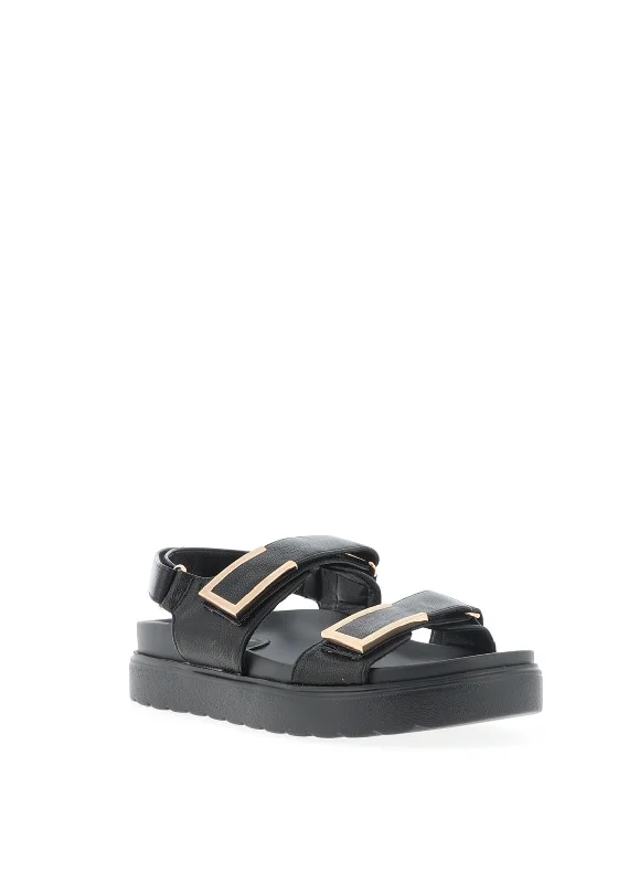 Menbur Libitina Double Strap Sandals, Black