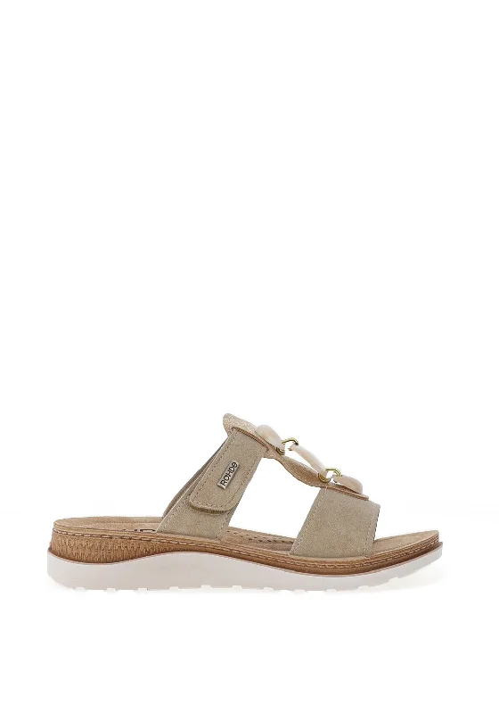 Rohde Leather T-Bar Bead Mule Sandals, Natural