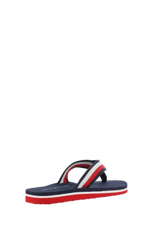 Tommy Hilfiger Womens Corporate Beach Flip Flop Sandals, Red White & Space Blue