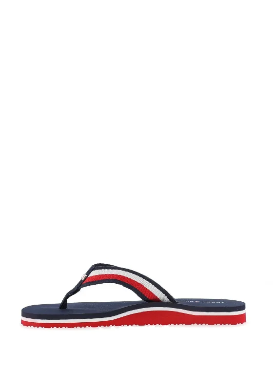 Tommy Hilfiger Womens Corporate Beach Flip Flop Sandals, Red White & Space Blue