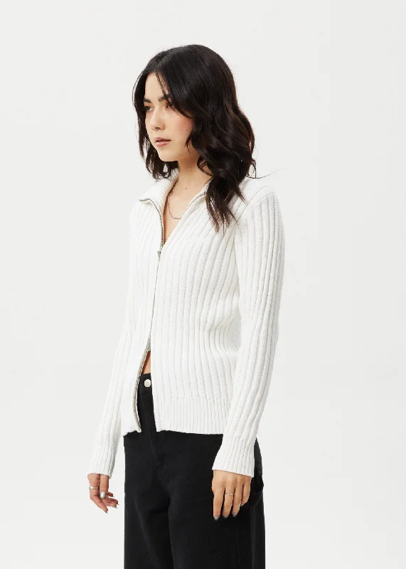 AFENDS Womens Vision - Knit Zip Through Cardigan - White