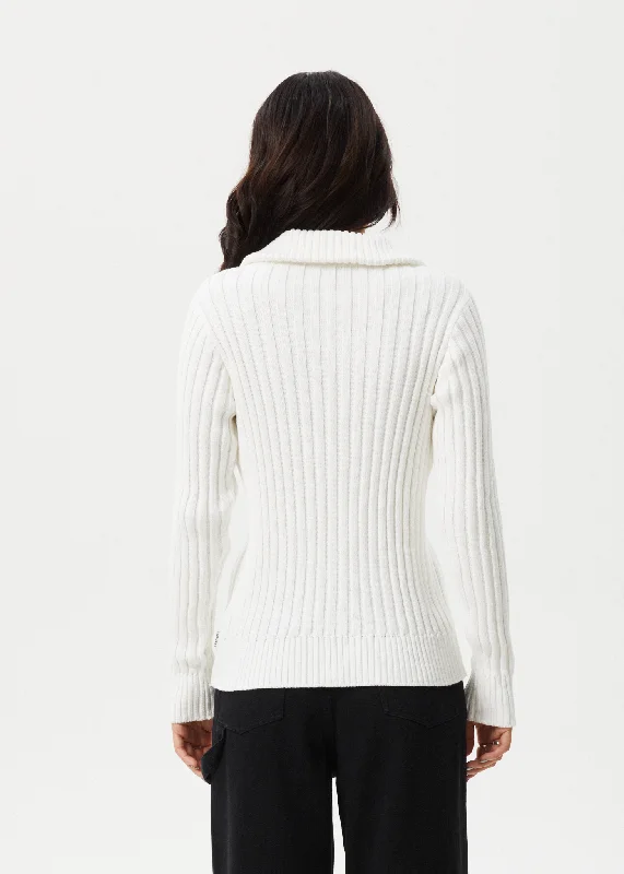 AFENDS Womens Vision - Knit Zip Through Cardigan - White