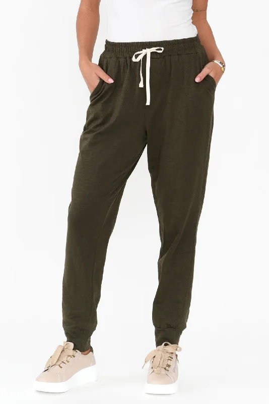 Bondi Khaki Cotton Jogger Pants