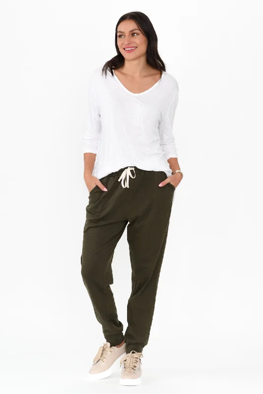 Bondi Khaki Cotton Jogger Pants