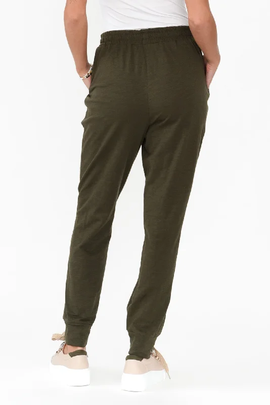 Bondi Khaki Cotton Jogger Pants