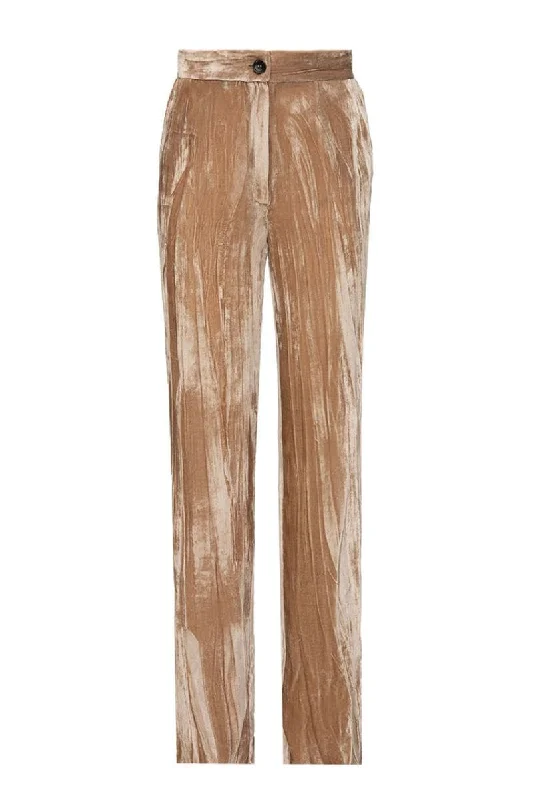 CARAMEL SILK VELVET PANTS