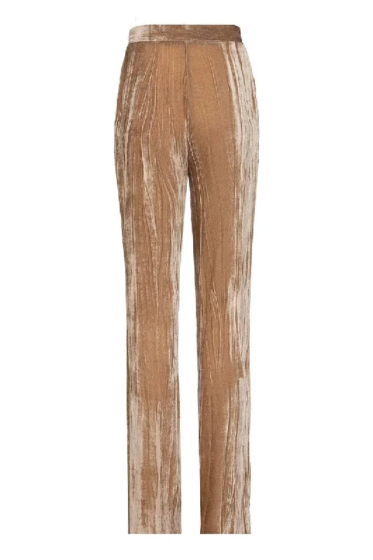 CARAMEL SILK VELVET PANTS