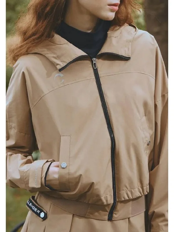 Women s milky coating volume fit full zip windbreaker beige