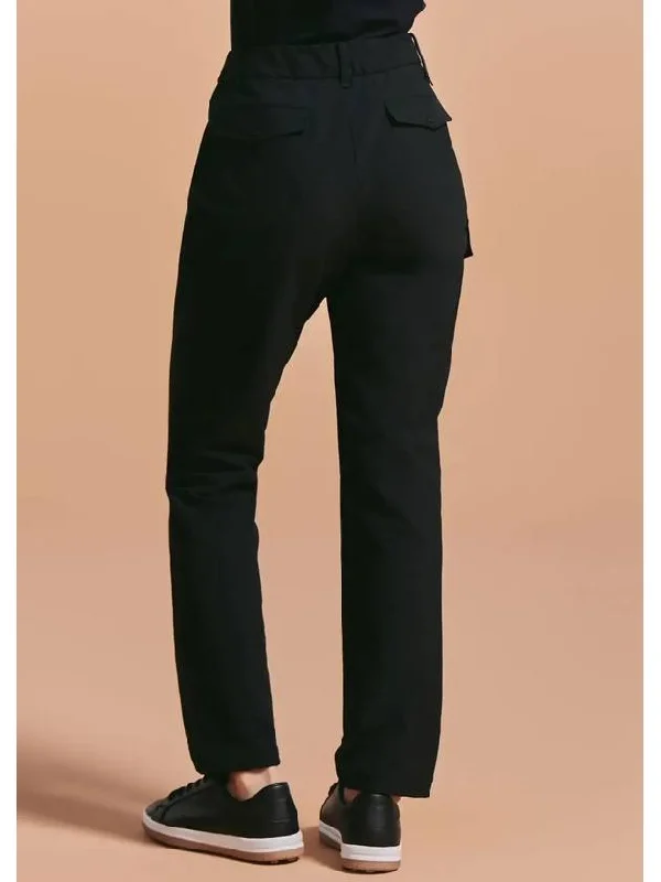 Women s Nylon Span One Pocket Cargo Pants Black