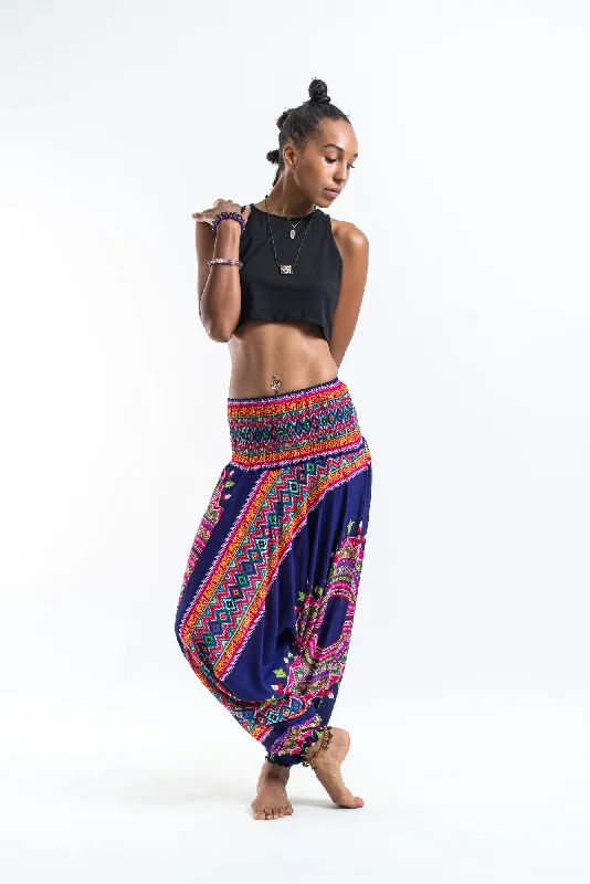 Dashiki Prints 2-in-1 Jumpsuit Harem Pants in Navy