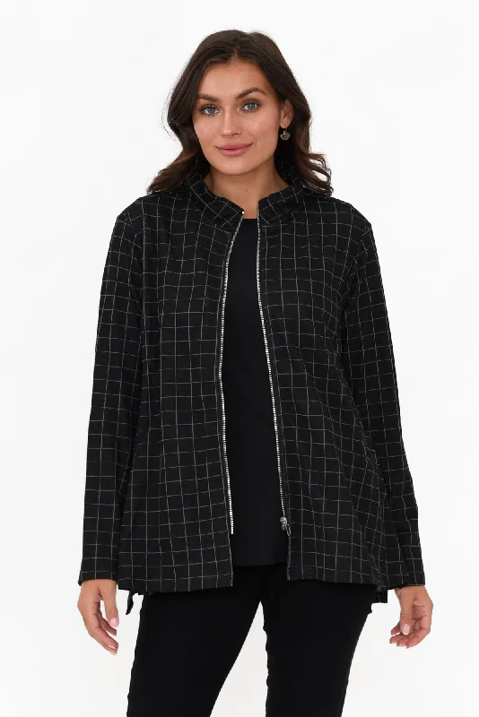 Derby Black Check Zip Jacket