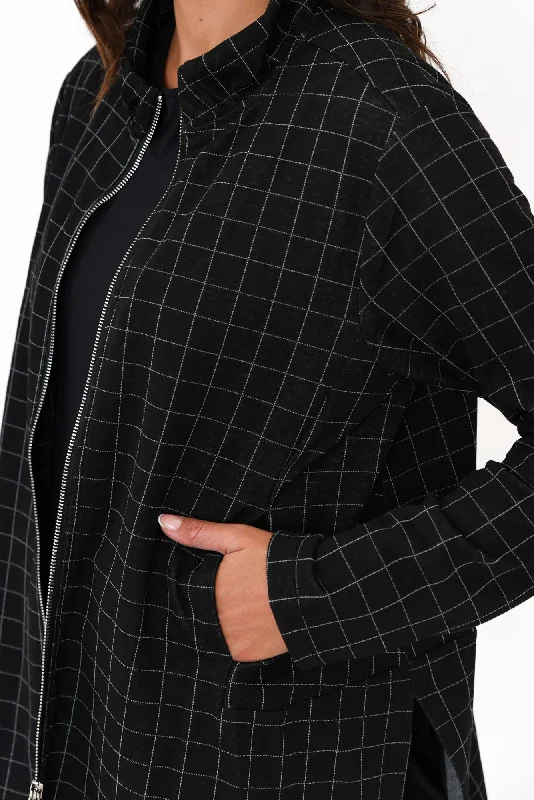 Derby Black Check Zip Jacket