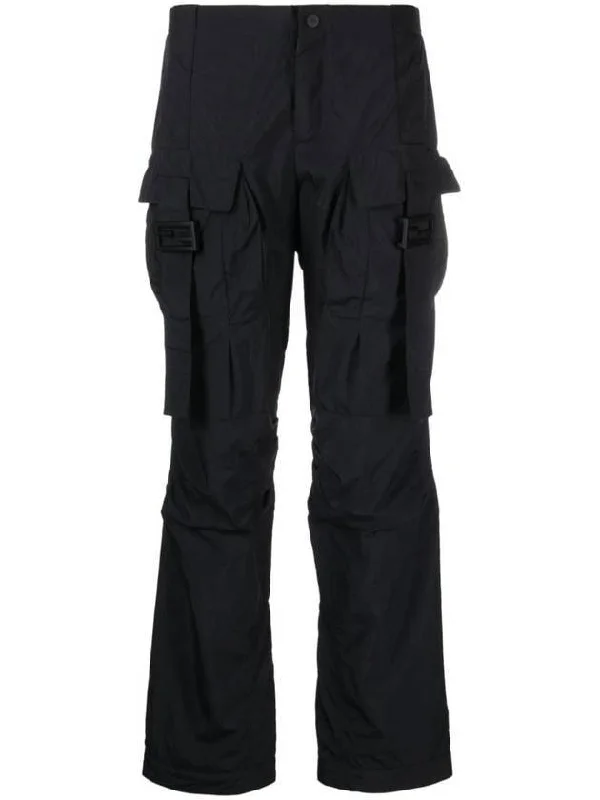 Women's Nylon Cargo Track Pants Black