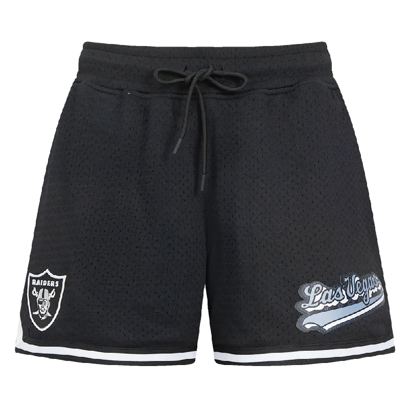 NFL LAS VEGAS RAIDERS SCRIPT TAIL WOMEN'S MESH TAPE SHORT (BLACK)