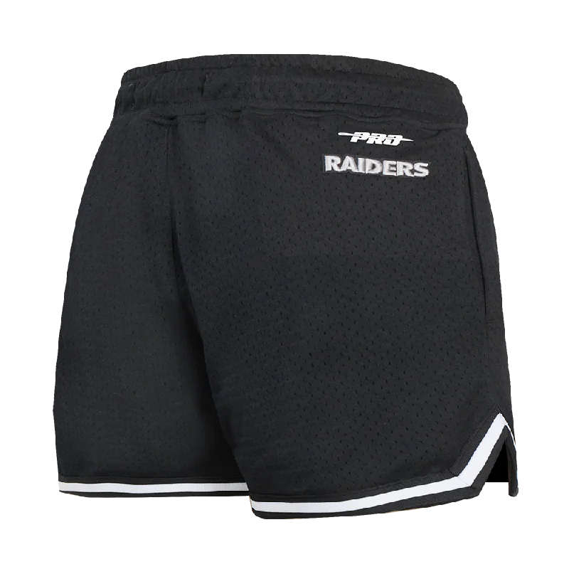 NFL LAS VEGAS RAIDERS SCRIPT TAIL WOMEN'S MESH TAPE SHORT (BLACK)