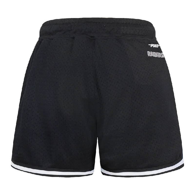 NFL LAS VEGAS RAIDERS SCRIPT TAIL WOMEN'S MESH TAPE SHORT (BLACK)