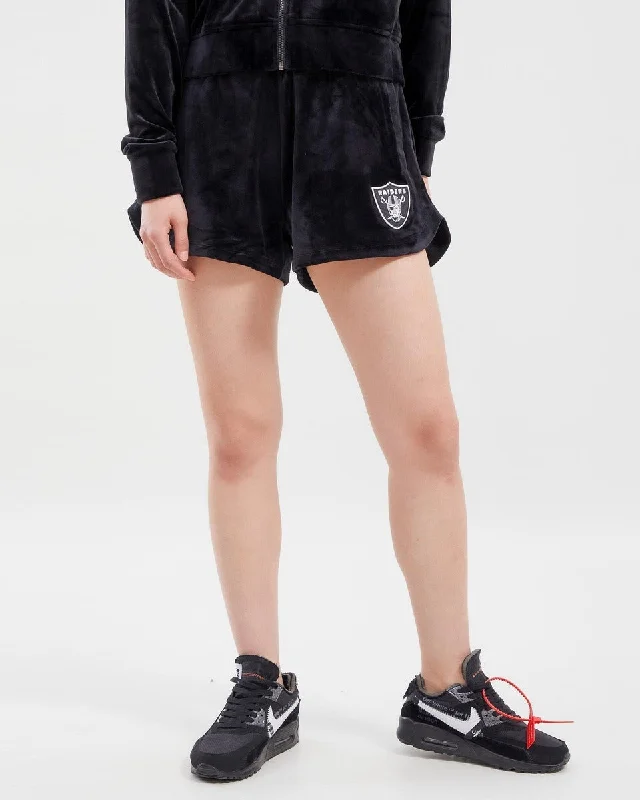 NFL LAS VEGAS RAIDERS HIGH RISE WOMEN'S VELOUR SHORT (BLACK)