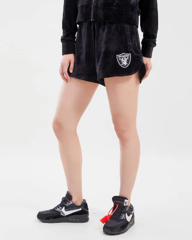 NFL LAS VEGAS RAIDERS HIGH RISE WOMEN'S VELOUR SHORT (BLACK)