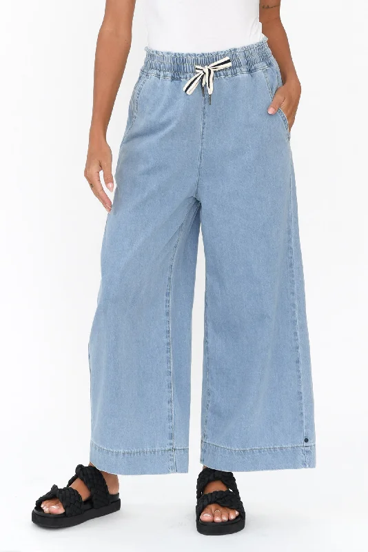 Greta Light Denim Wide Leg Pants