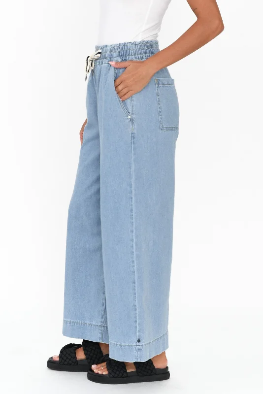 Greta Light Denim Wide Leg Pants