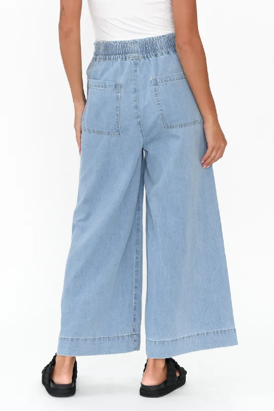 Greta Light Denim Wide Leg Pants