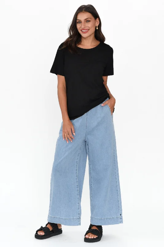 Greta Light Denim Wide Leg Pants