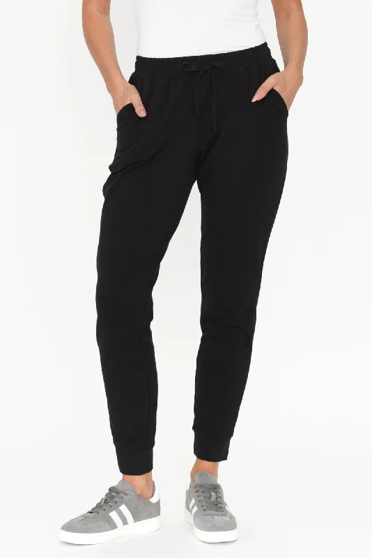 Heidi Black Cuffed Jogger Pants