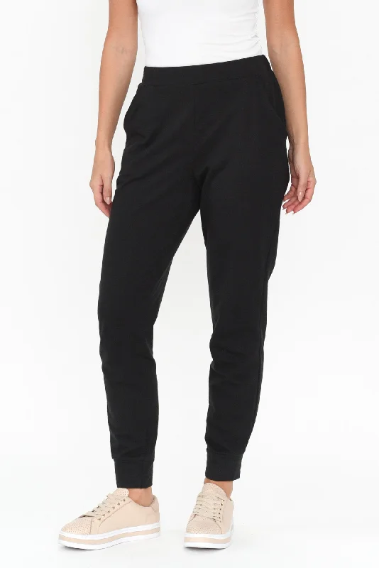 Lindsay Black Cotton Jogger Pants