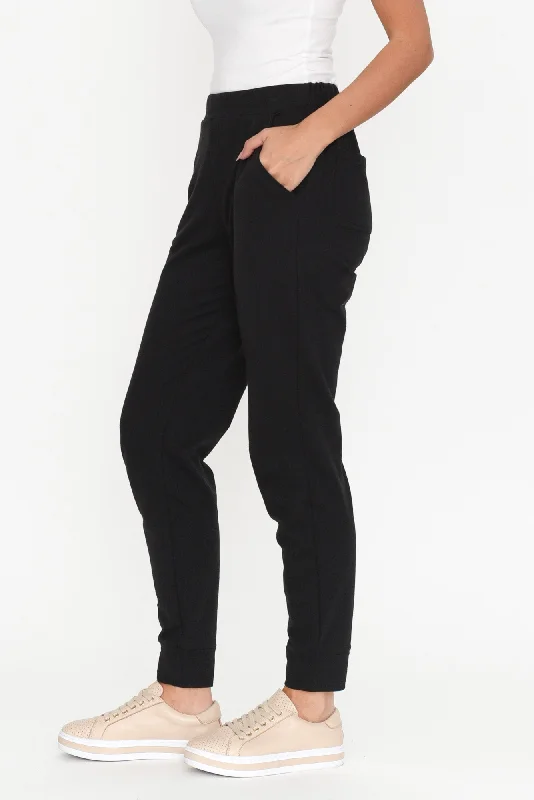 Lindsay Black Cotton Jogger Pants